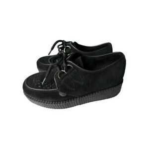 Underground Suede Shoes Creepers Black Platform Lace Up Size 6 Women's
